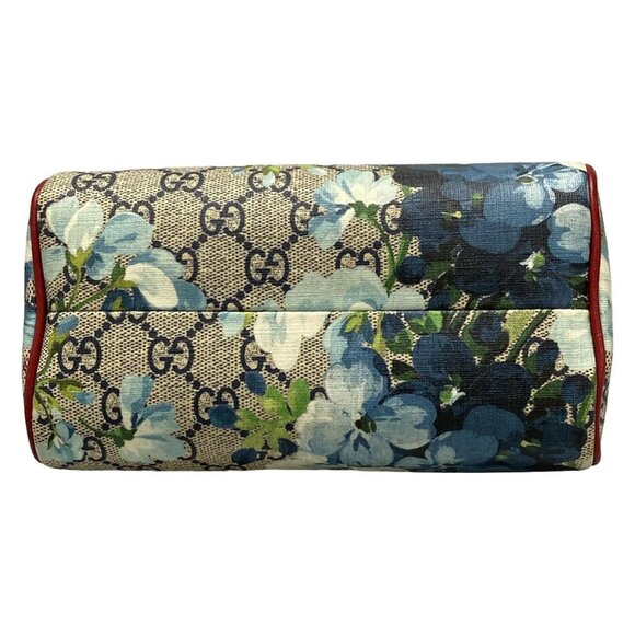 Auth GUCCI GG Blooms 432123 Navy Red Multi PVC Leather Handbag - Picture 6 of 15